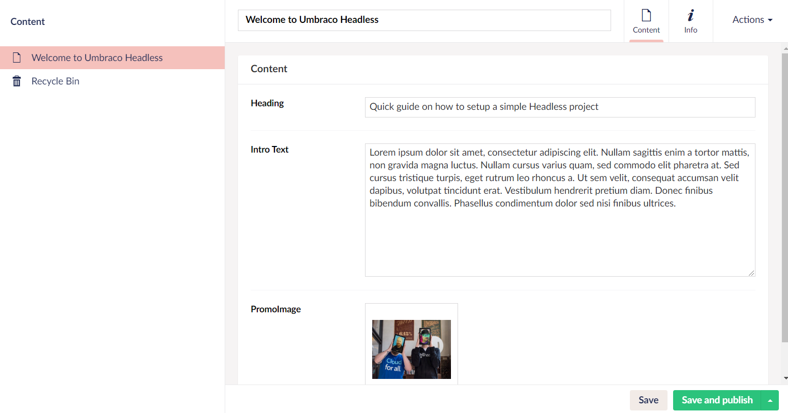 Creating a project in Umbraco Heartcore