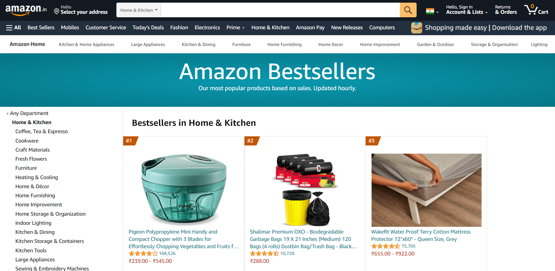 Amazon’s bestsellers page